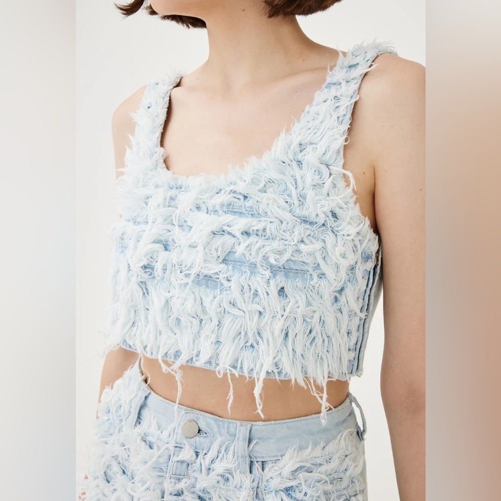 NWT KseniaSchnaider X DL1961 Tank Top in Denim Fur, Size M